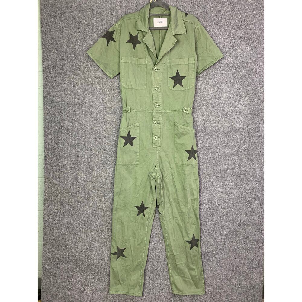 Pistola Green Jumpsuit with Black Star Accents